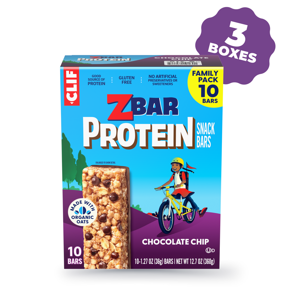 Zbar Protein Chocolate Chip Crispy Snack Bars, Gluten Free Protein Bars, 30 Bars