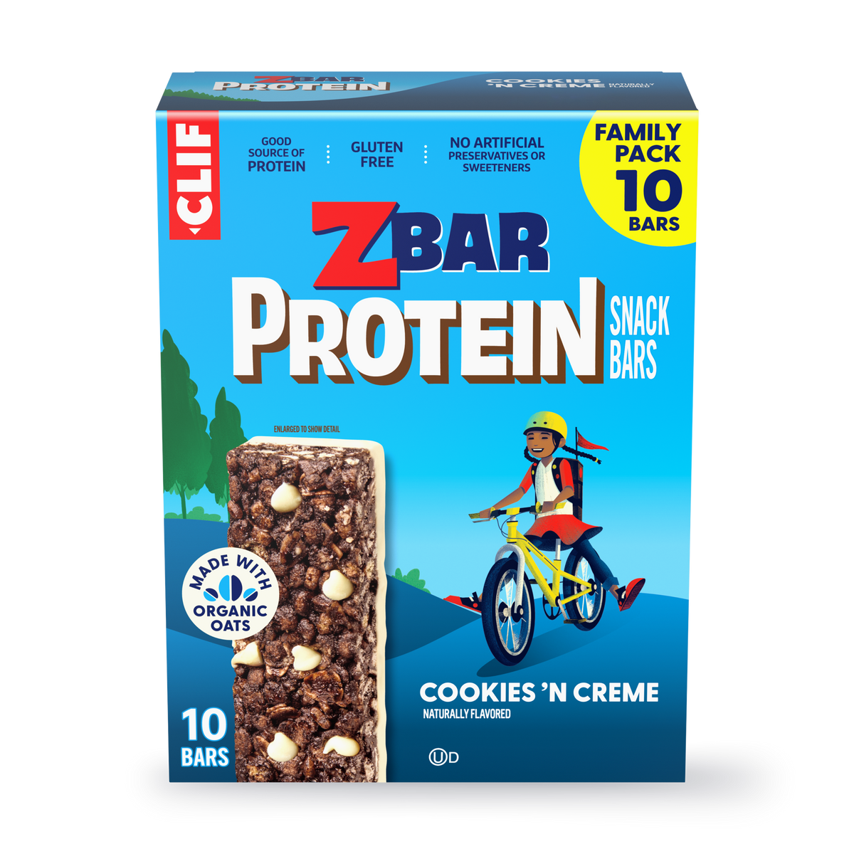 Zbar Protein Cookies 'N Creme Crispy Snack Bars, Gluten Free Protein Bars